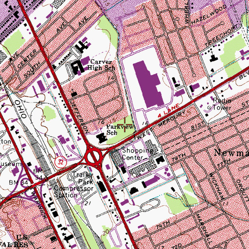 Topographic Map of Newmarket Plaza Shopping Center, VA