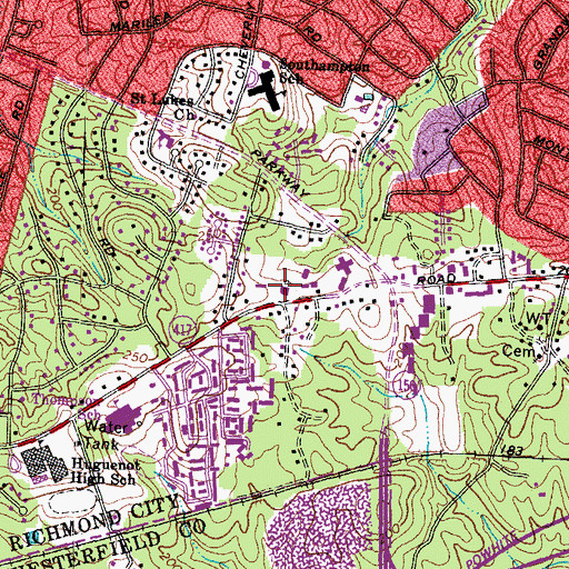 Topographic Map of Granite School (historical), VA