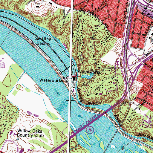 Topographic Map of Richmond Waterworks, VA