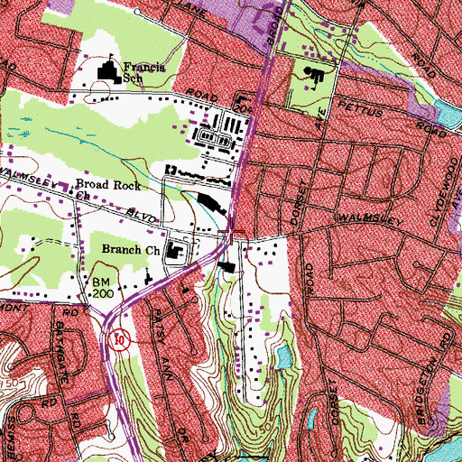 Topographic Map of Broad Rock, VA