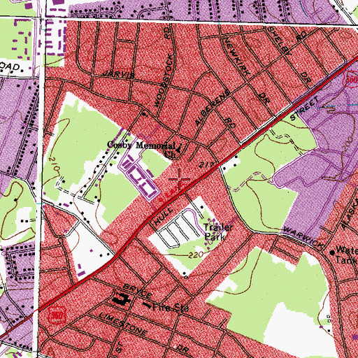 Topographic Map of Warwick Plaza Shopping Center, VA