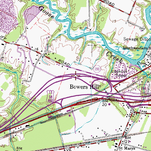 Topographic Map of Interchange 13, VA