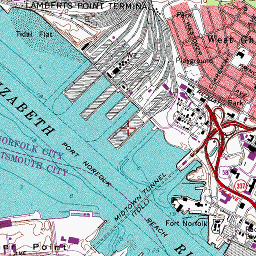 Topographic Map of Pier P, VA