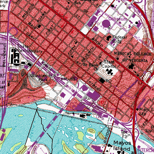 Topographic Map of Richmond Plaza, VA