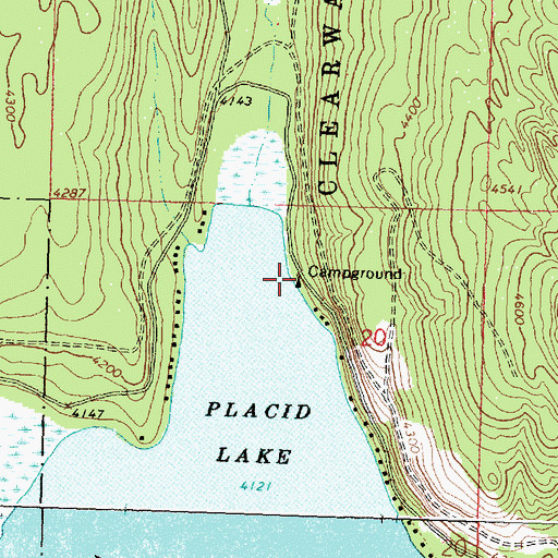 Topographic Map of Placid Lake Campground, MT