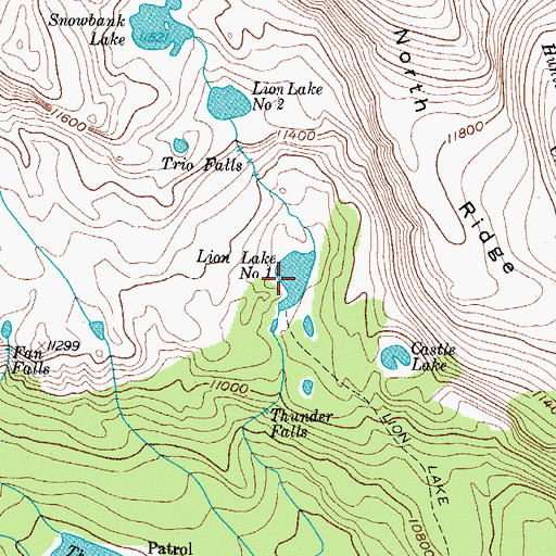 Topographic Map of Lion Lake Number 1, CO