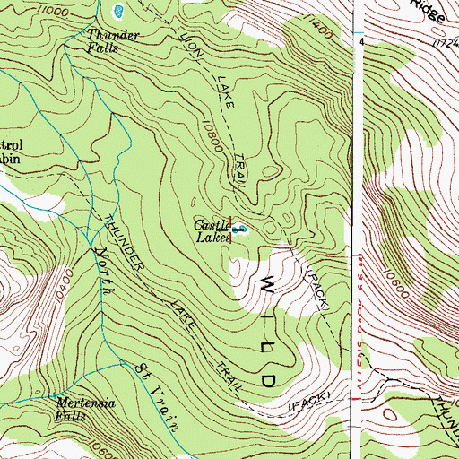 Topographic Map of Castle Lakes, CO
