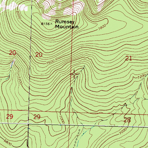 Topographic Map of Claimjumper Ski Trail, MT