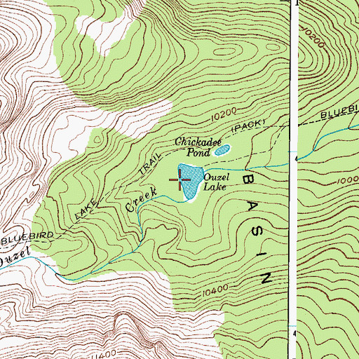 Topographic Map of Ouzel Lake, CO