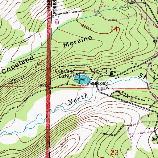 Topographic Map of Copeland Lake, CO