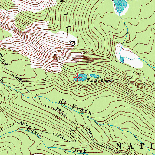 Topographic Map of Twin Lakes, CO