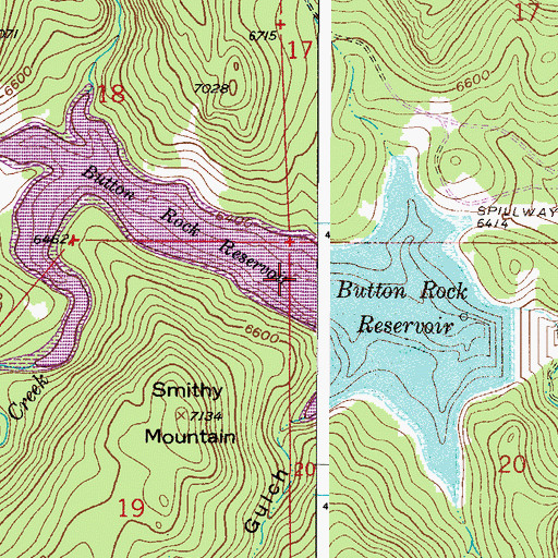 Topographic Map of Button Rock Reservoir, CO