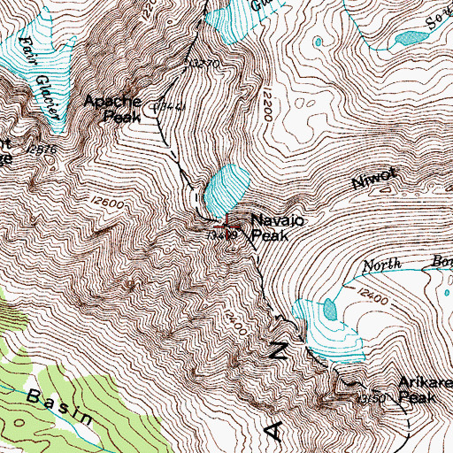 Topographic Map of Navajo Peak, CO