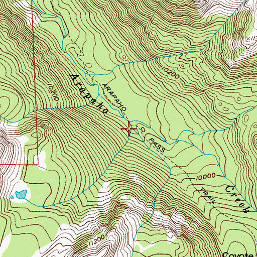 Topographic Map of Arapaho Pass Trail, CO