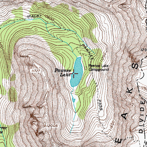 Topographic Map of Pawnee Lake, CO