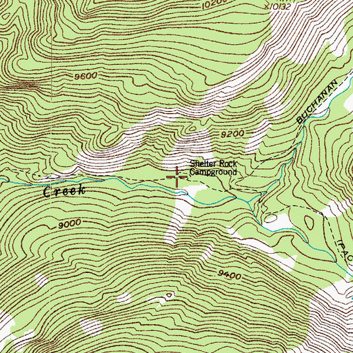 Topographic Map of Shelter Rock Campground, CO