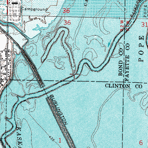 Topographic Map of Keysport Branch, IL
