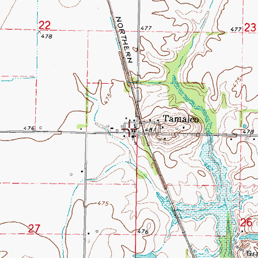 Topographic Map of Tamalco Post Office (historical), IL
