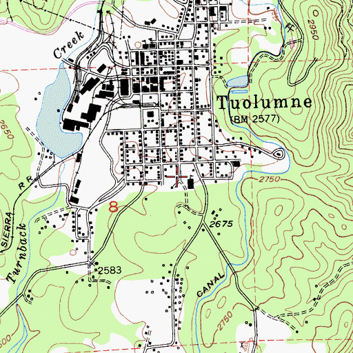 Topographic Map of Summerville Elementary School, CA