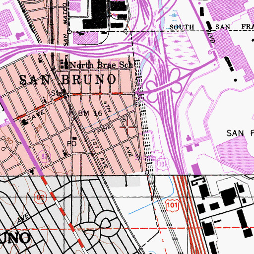 Topographic Map of Seventh Avenue Park, CA
