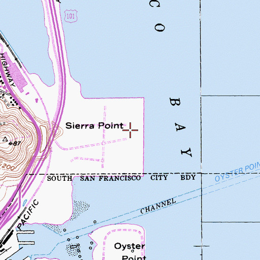 Topographic Map of Sierra Point Marina, CA