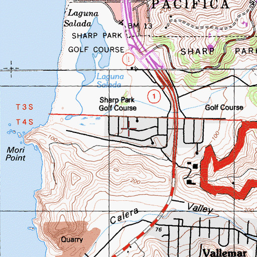 Topographic Map of Fairway Park, CA