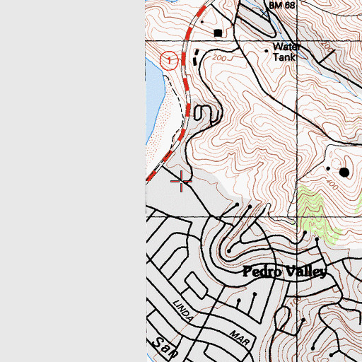 Topographic Map of Linda Mar Post Office, CA