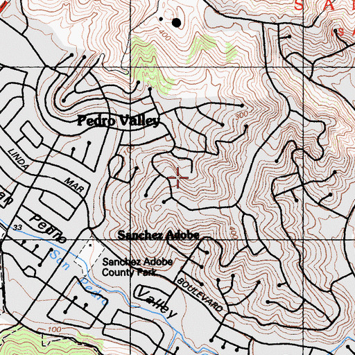 Topographic Map of Oddstad City Park, CA