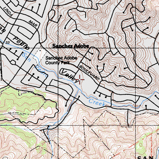 Topographic Map of Sanchez Park, CA