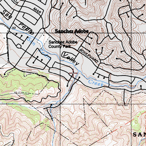 Topographic Map of Brooks Creek, CA