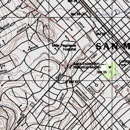 Topographic Map of DeAnza Historical Park, CA
