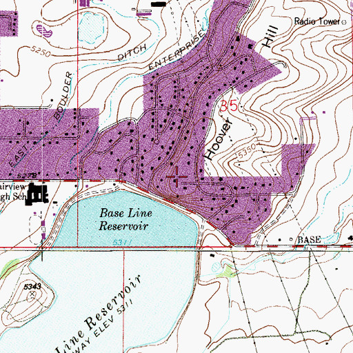 Topographic Map of Hoover Hill, CO