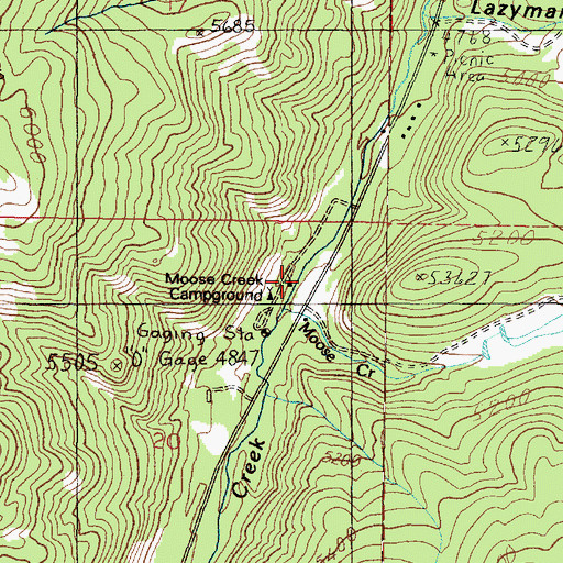 Topographic Map of Moose Creek (historical), MT