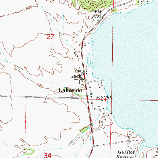 Topographic Map of Lakeside School (historical), MT
