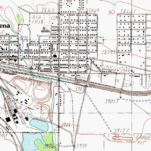Topographic Map of East Helena Post Office, MT