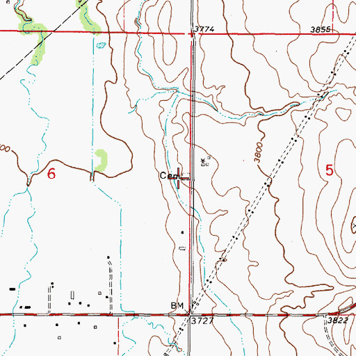Topographic Map of Hardgrove & Merritt Cemetery, MT