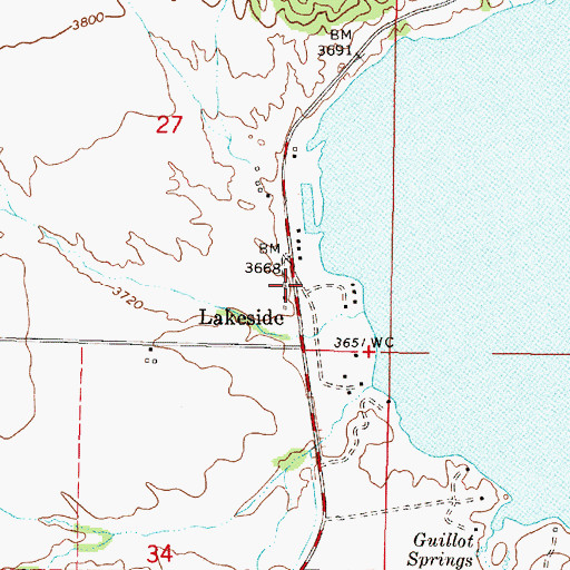 Topographic Map of Lakeside Resort, MT