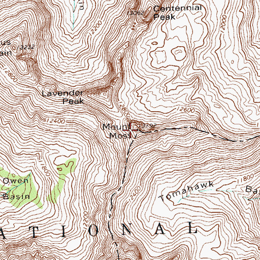 Topographic Map of Mount Moss, CO