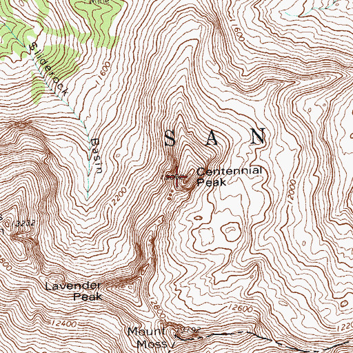 Topographic Map of Centennial Peak, CO
