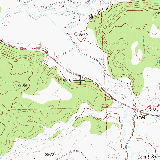 Topographic Map of Majors Cemetery, CO