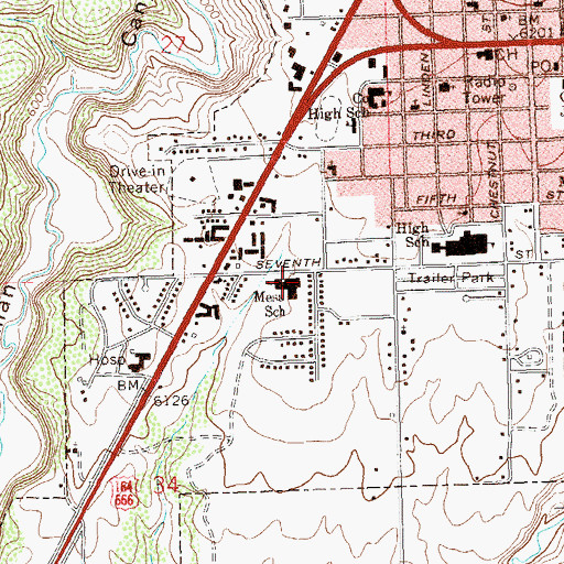 Topographic Map of Mesa Elementary School, CO