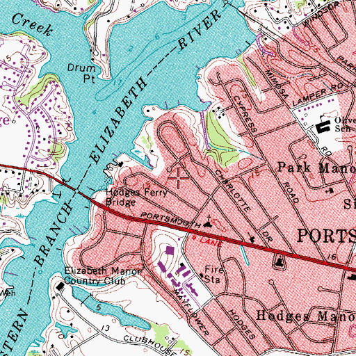 Topographic Map of Pine Acres, VA