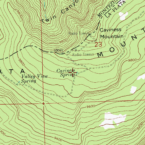 Topographic Map of Caviness Spring, CO