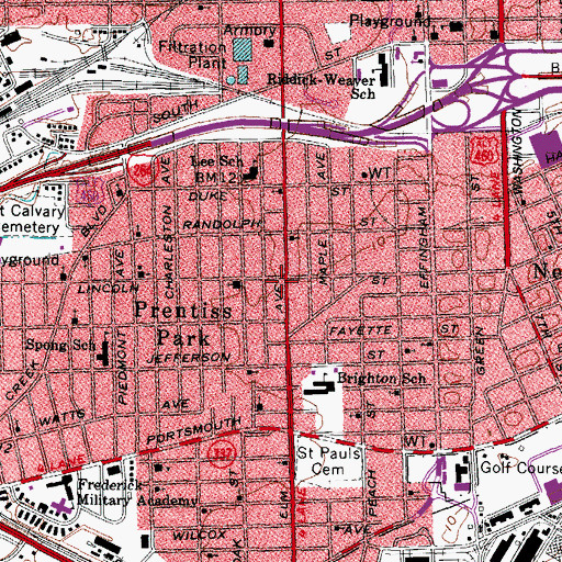 Topographic Map of Prentiss Park Seventh Day Adventist Church, VA