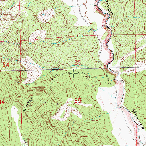 Topographic Map of Whites Trail, CO