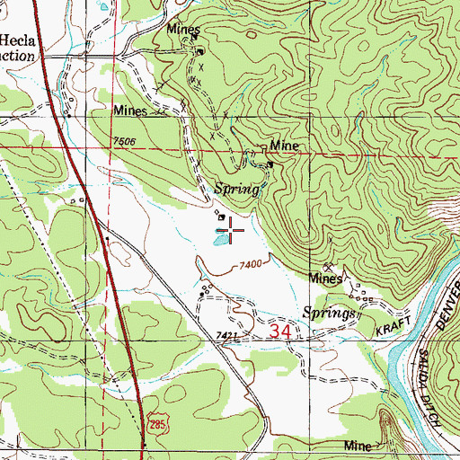 Topographic Map of Browns Grotto Warm Spring, CO