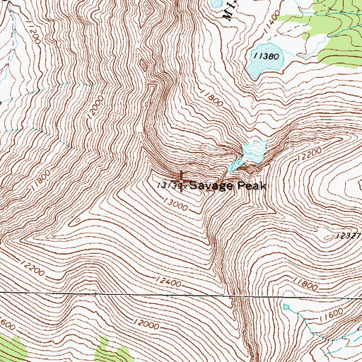 Topographic Map of Savage Peak, CO