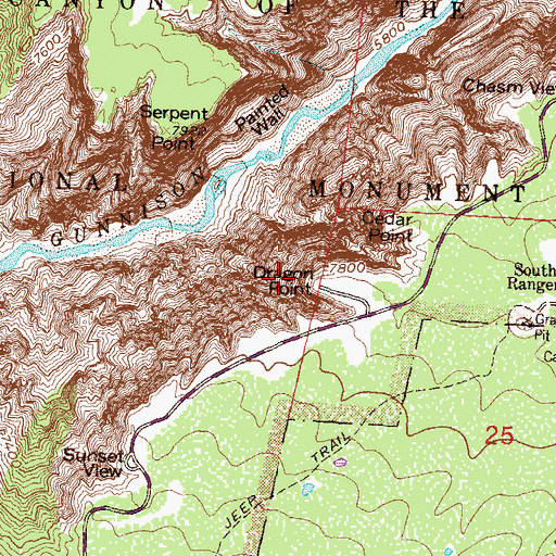 Topographic Map of Dragon Point, CO