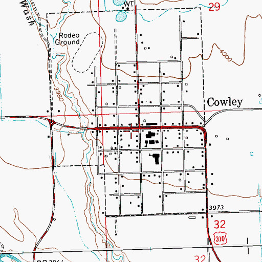 Topographic Map of Cowley School, WY