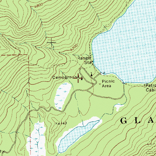 Topographic Map of Bowman Lake Campground, MT